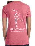 V Neck T-shirt Bella & Canvas Short Sleeve Contemporary Ballet Dallas dancer logo and studio name BACK